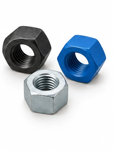 Heavy Hex Nuts — Black / Blue PTFE / Zinc